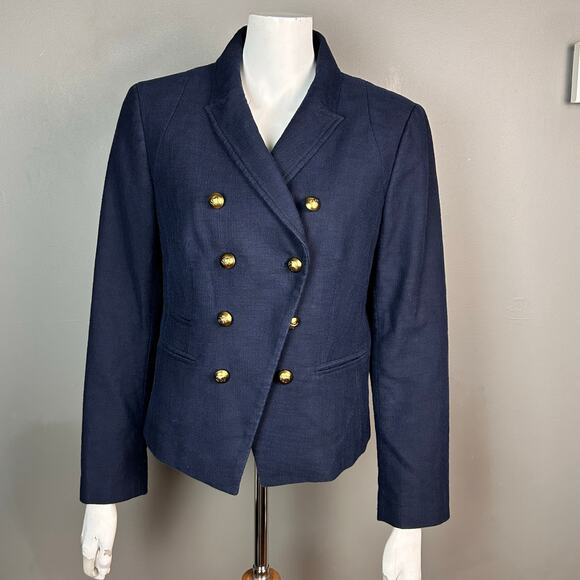 Banana Republic Blazer Jacket women's size 12 military blue gold buttons double - Picture 11 of 15